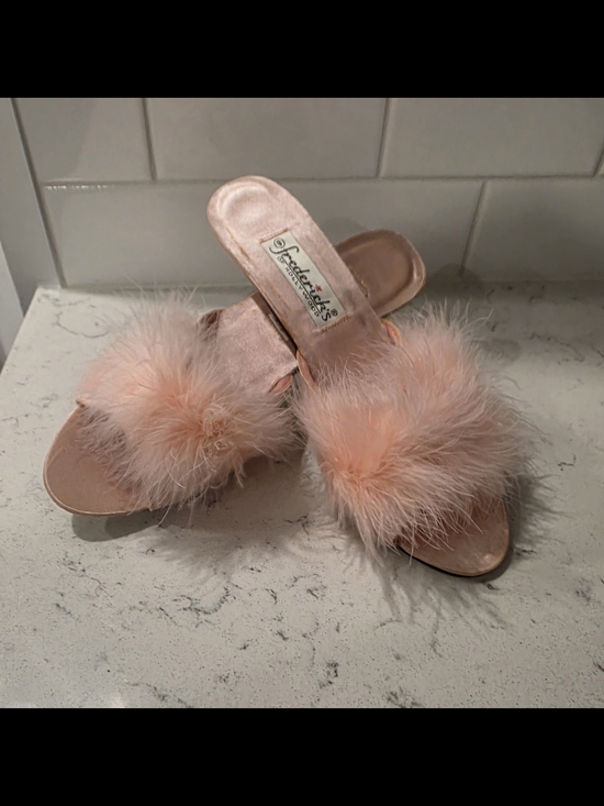 Frederick's of Hollywood Shoes - Pink Feather Slide Sandals